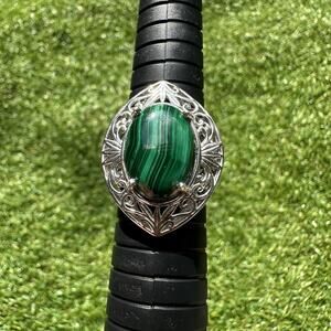 Karis STS Chuck Sterling Silver Green Malachite Ring‎ Size 9